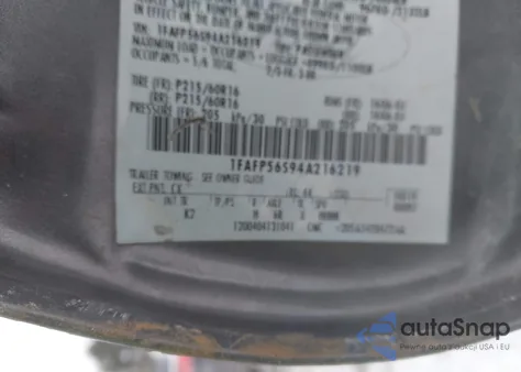 2004 Ford Taurus Sel z USA, uszkodzony, nr VIN 1FAFP56S94A216219